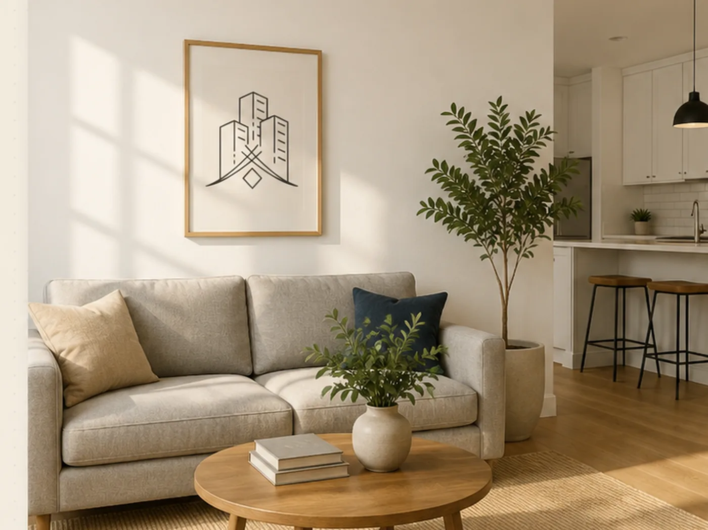 Comfortable, well-maintained living room in a ComfortKey Rentals home